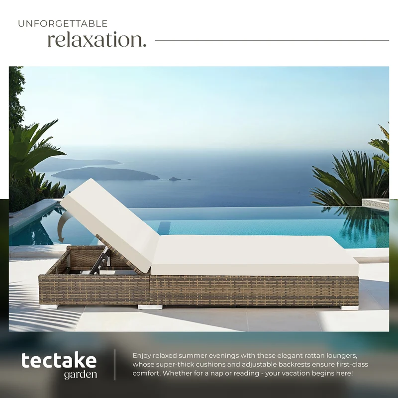 Tectake Rattan Sun Loungers with Aluminum Frame and Table
