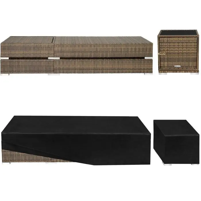 Tectake Rattan Sun Loungers with Aluminum Frame and Table