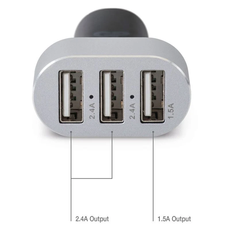 GP Car Charger til bilen, 3 USB output, samlet output på 31,5W, Sort