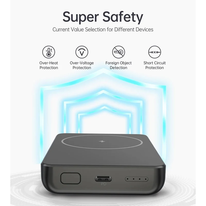 Choetech 10.000 mAh Trådløs Magsafe Powerbank, Sort