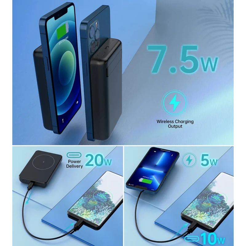 Choetech 10.000 mAh Trådløs Magsafe Powerbank, Sort