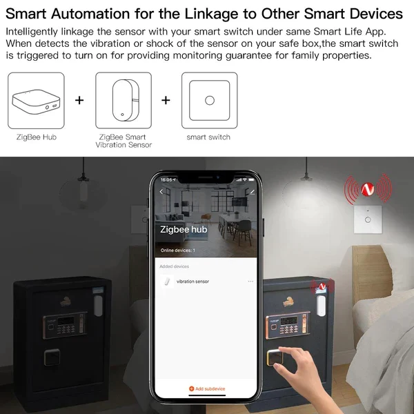 Moes Sensor de Vibração Inteligente - Smart Zigbee