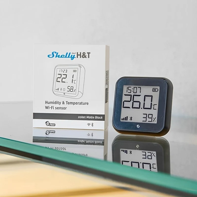 Shelly H&T Gen3 - Sensor de Temperatura e Humidade WiFi Preto