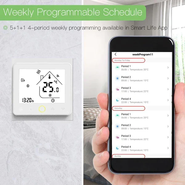 Moes Controlador Inteligente para Piso Radiante Elétrico Zigbee Branco