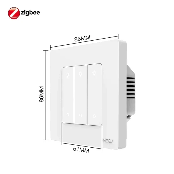 MOES Interruptor Dimmer de 3 botões Zigbee - Série Star Ring