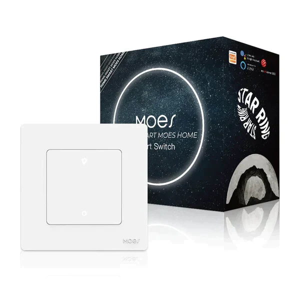 MOES Interruptor Dimmer de 1 botão Zigbee - Série Star Ring