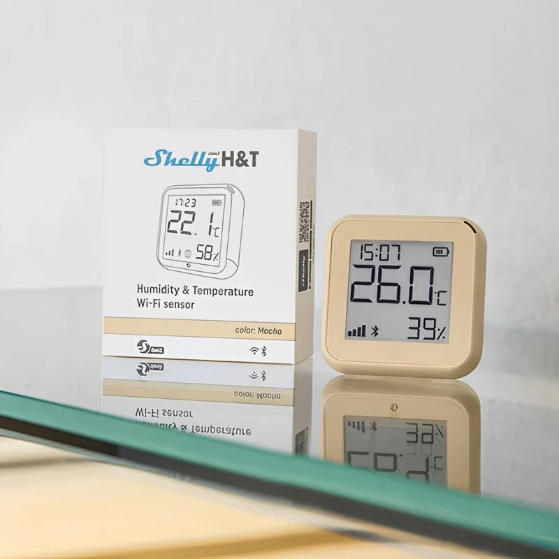 Shelly H&T Plus Gen3 - Sensor de Temperatura e Humidade WiFi Mocha