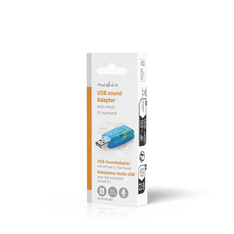 Geluidskaart 5.1 - USB 2.0 - Headset-aansluiting: 3.5 mm Male