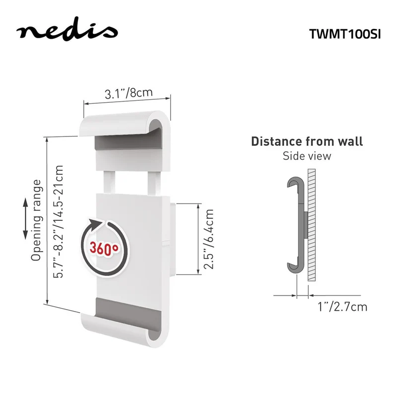 Tablethouder 7 - 12" - Gefixeerd - Toepassing: Wall
