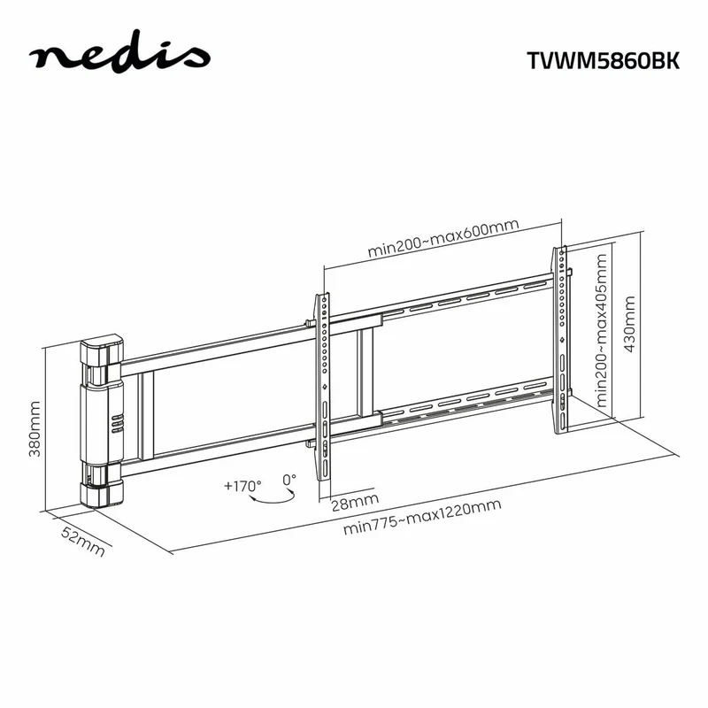 Gemotoriseerde TV-Muurbeugel 32 - 75" - Maximaal schermgewicht: 50 kg - Draaibaar