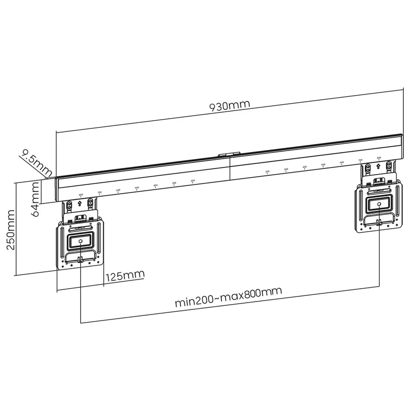 Vaste TV-Muurbeugel 43 - 100" - Maximaal schermgewicht: 75 kg - Minimale muurafstand: 9.50 mm