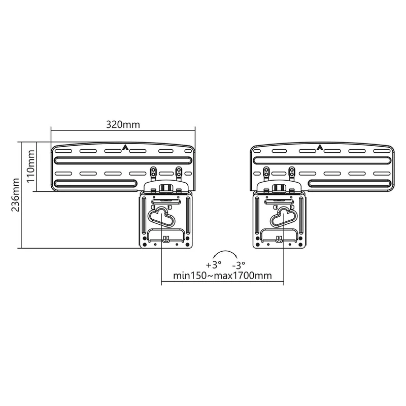 Vaste TV-Muurbeugel 43 - 85" - Maximaal schermgewicht: 60 kg - Minimale muurafstand: 7.50 mm
