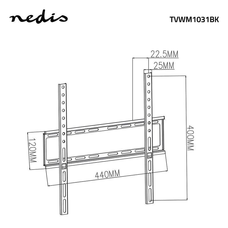 Vaste TV-Muurbeugel 23 - 55" - Maximaal schermgewicht: 35 kg - Minimale muurafstand: 23 mm