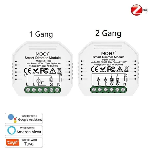 Moes Módulo Interruptor Dimmer Inteligente 1 Canal - Smart Zigbee + RF433