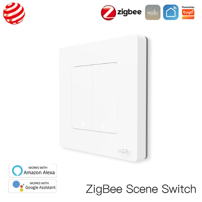 MOES Comando de cenários 4 Botões Zigbee Branco - Série Star Ring