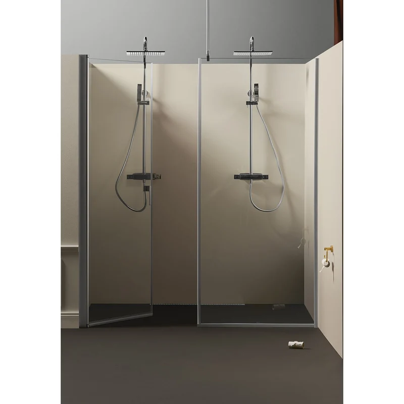 Igloo Pro Niche Shower Enclosure with Straight Door and Fixed Wall, 1355-1385mm, Clear Aluminum