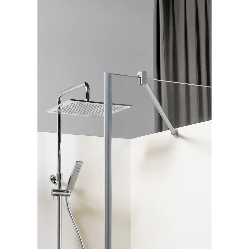 Igloo Pro Niche Shower Enclosure with Straight Door and Fixed Wall, 1355-1385mm, Clear Aluminum