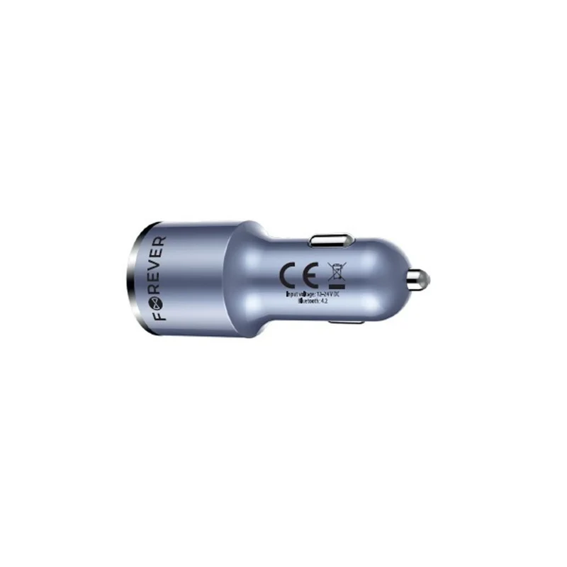 Forever Bluetooth FM transmitter og 2-port Car Charger, Sølv