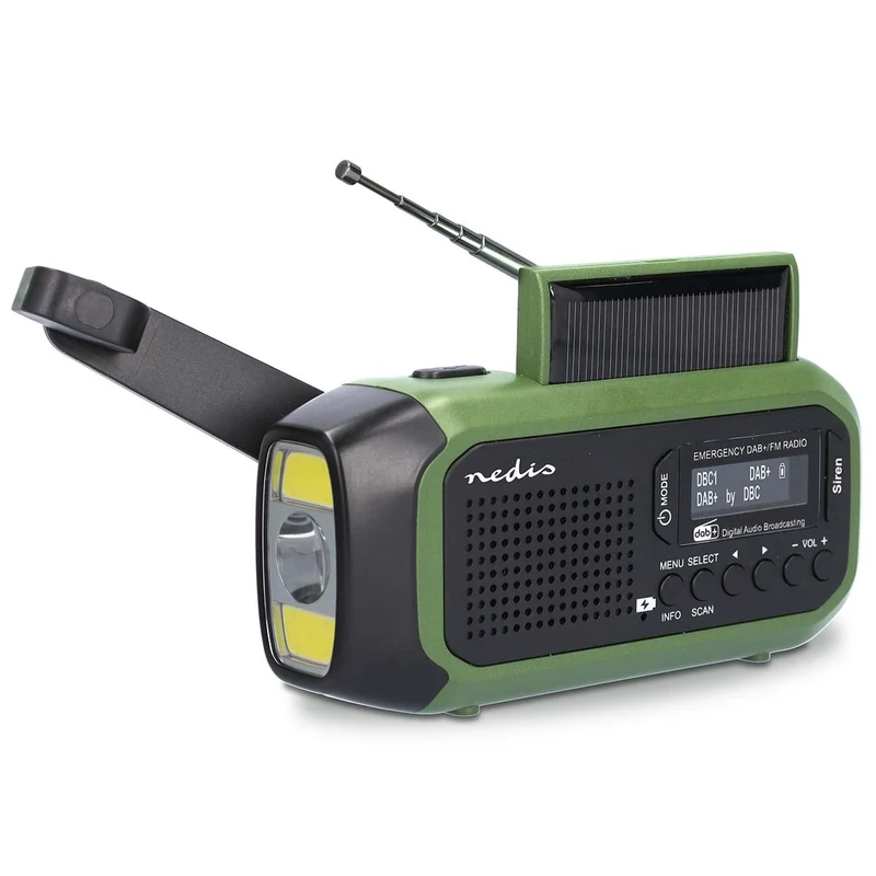 Noodradio Draagbaar Model - DAB+ / FM - Batterij Gevoed / Handslinger / Solar Powered / USB Gevoed