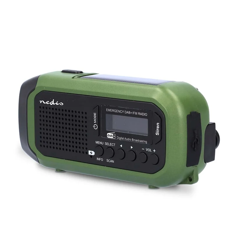 Noodradio Draagbaar Model - DAB+ / FM - Batterij Gevoed / Handslinger / Solar Powered / USB Gevoed
