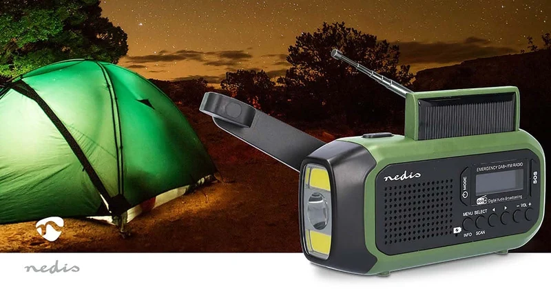 Noodradio Draagbaar Model - DAB+ / FM - Batterij Gevoed / Handslinger / Solar Powered / USB Gevoed