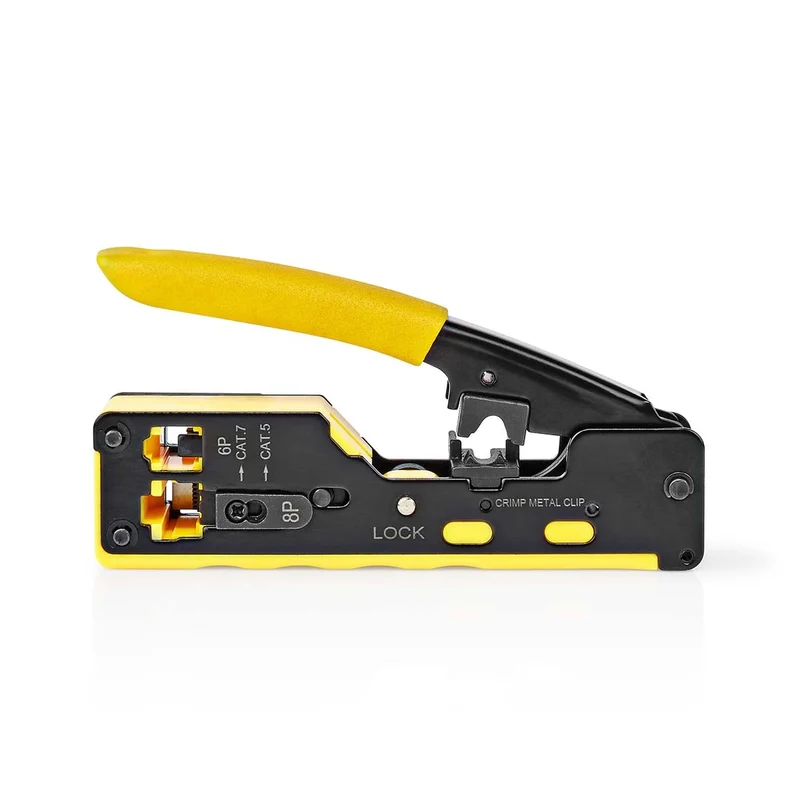 Krimptang CAT5 / CAT5e / CAT6 / CAT6a / CAT7 / RJ12 / RJ45 - Snijden / Strippen / Tang - Rubberen / Staal