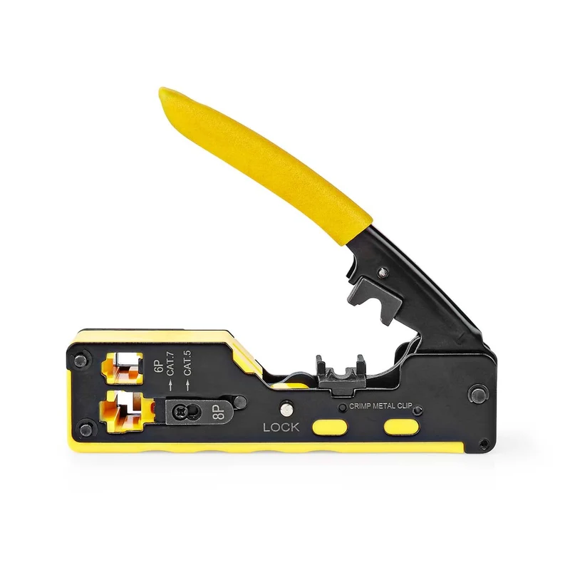 Krimptang CAT5 / CAT5e / CAT6 / CAT6a / CAT7 / RJ12 / RJ45 - Snijden / Strippen / Tang - Rubberen / Staal