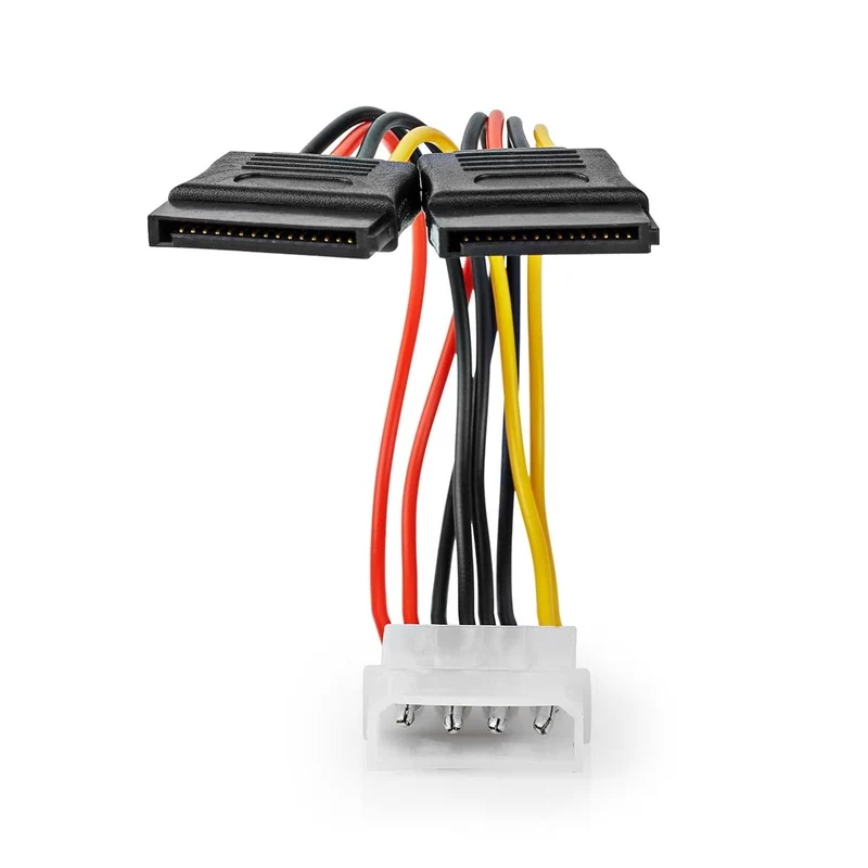 Interne Voedingskabel Molex Male - 2x SATA 15-Pins Female - Verguld