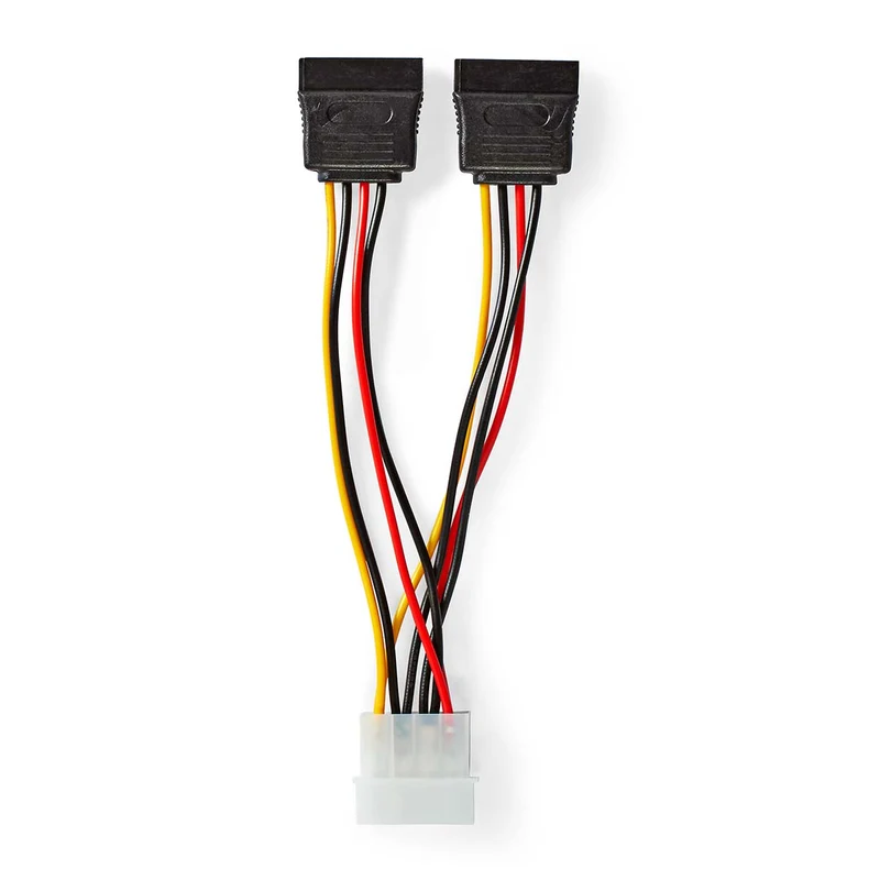 Interne Voedingskabel Molex Male - 2x SATA 15-Pins Female - Verguld