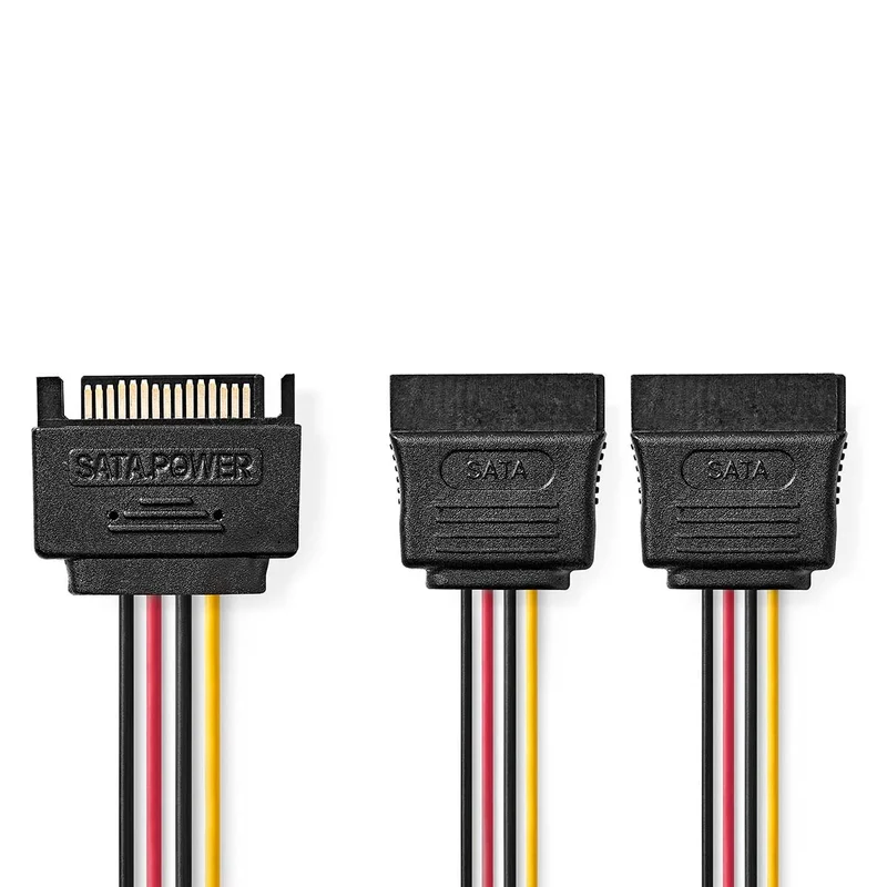 Interne Voedingskabel SATA 15-Pins Male - 2x SATA 15-Pins Female - Verguld
