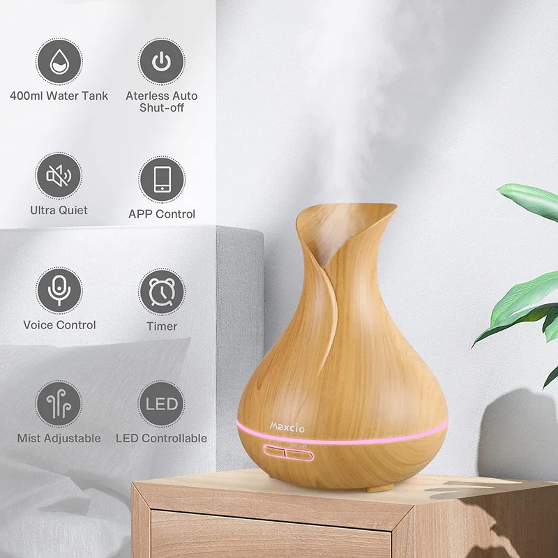 Humidificador + Difusor de Aromas Inteligente Castanho Claro WiFi