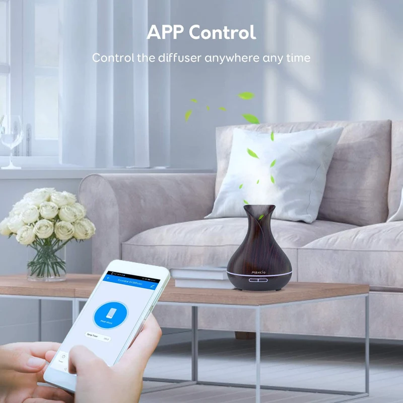 Humidificador + Difusor de Aromas Inteligente Castanho Escuro WiFi