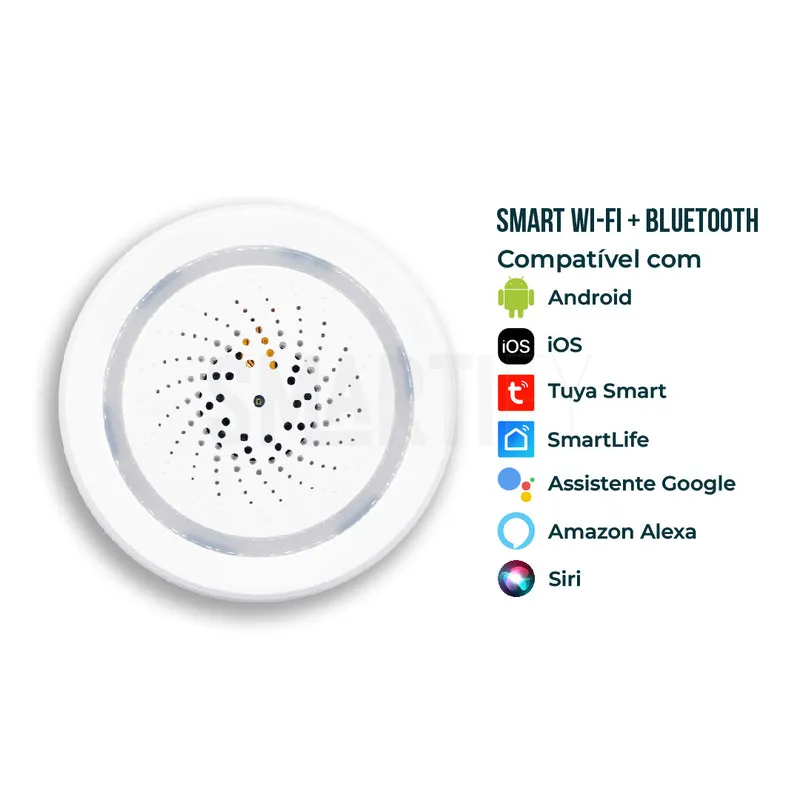 Sensor Inteligente de Temperatura e Humidade c/ Sirene WiFi Smartify