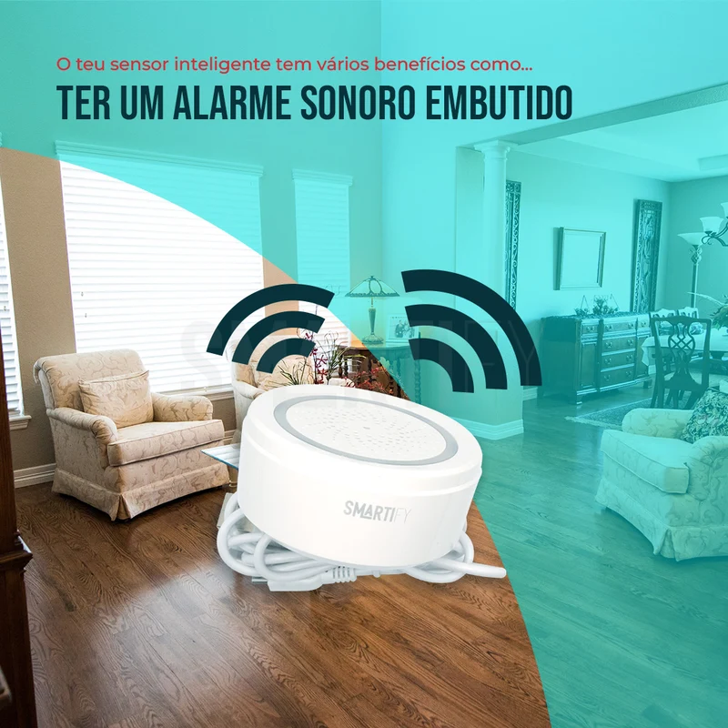 Sensor Inteligente de Temperatura e Humidade c/ Sirene WiFi Smartify