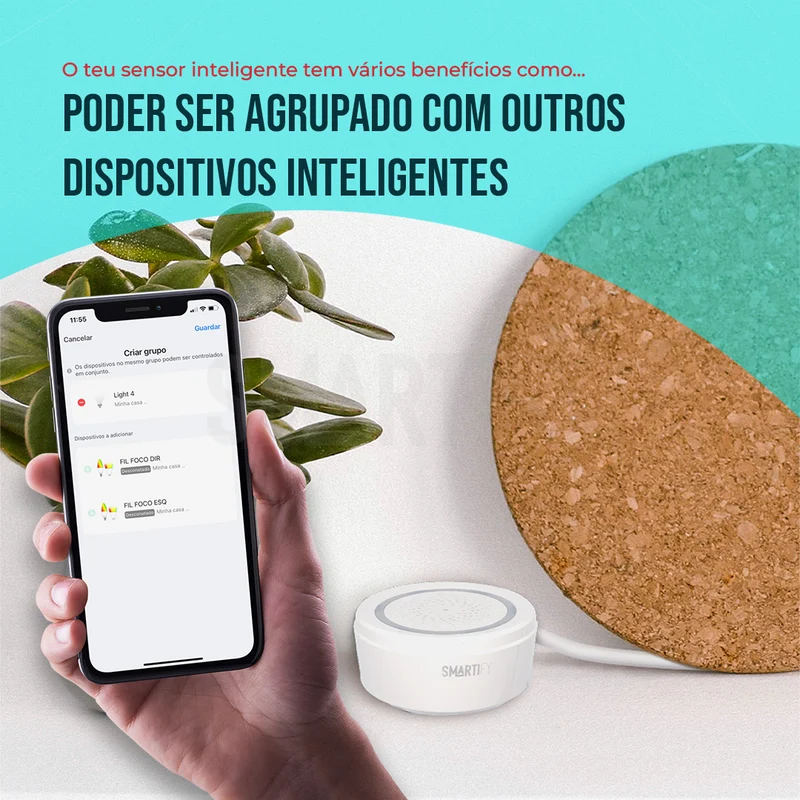 Sensor Inteligente de Temperatura e Humidade c/ Sirene WiFi Smartify