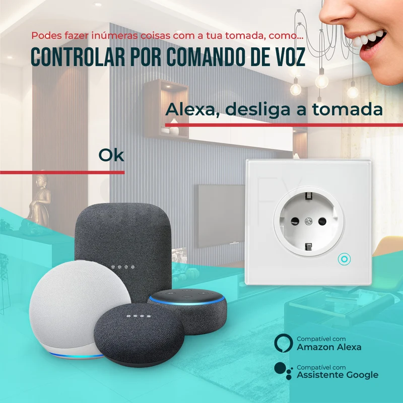 Tomada Inteligente Embutida 16A 3500W WiFi Smartify - Branco
