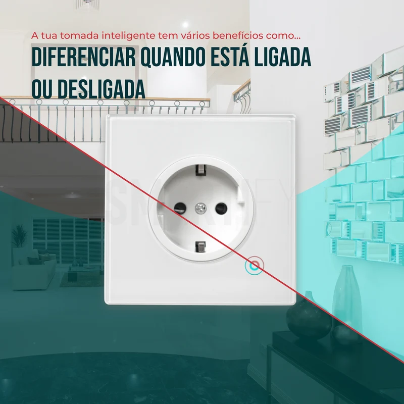 Tomada Inteligente Embutida 16A 3500W WiFi Smartify - Branco