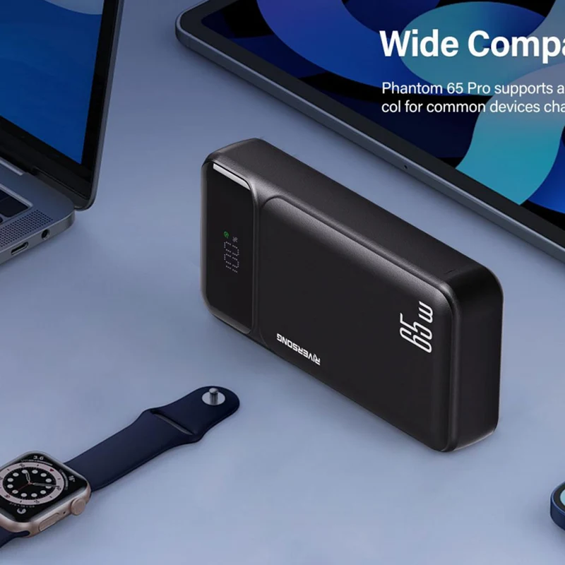 Riversong Phantom Pro 65W USB-C PD 20.000 mAh powerbank, Sort