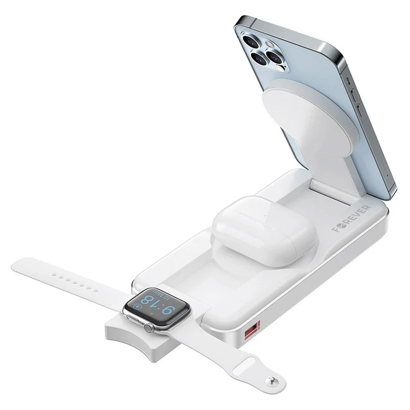 Forever MATB-300 10.000 mAh 3-i-1 Magsafe Powerbank, Hvid