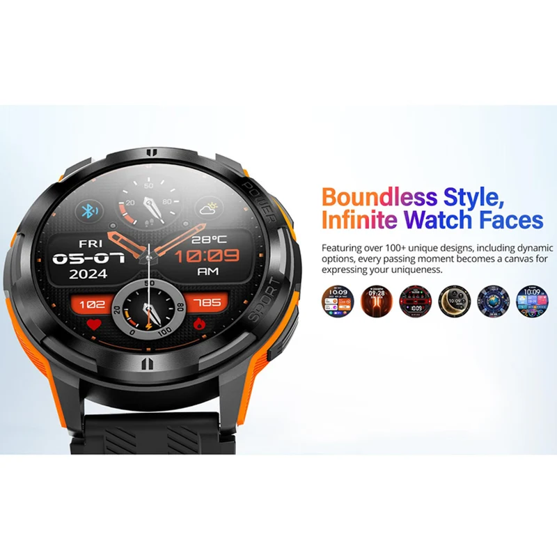 Riversong Motive 8C, 1.43" AMOLED Smartwatch, Sort