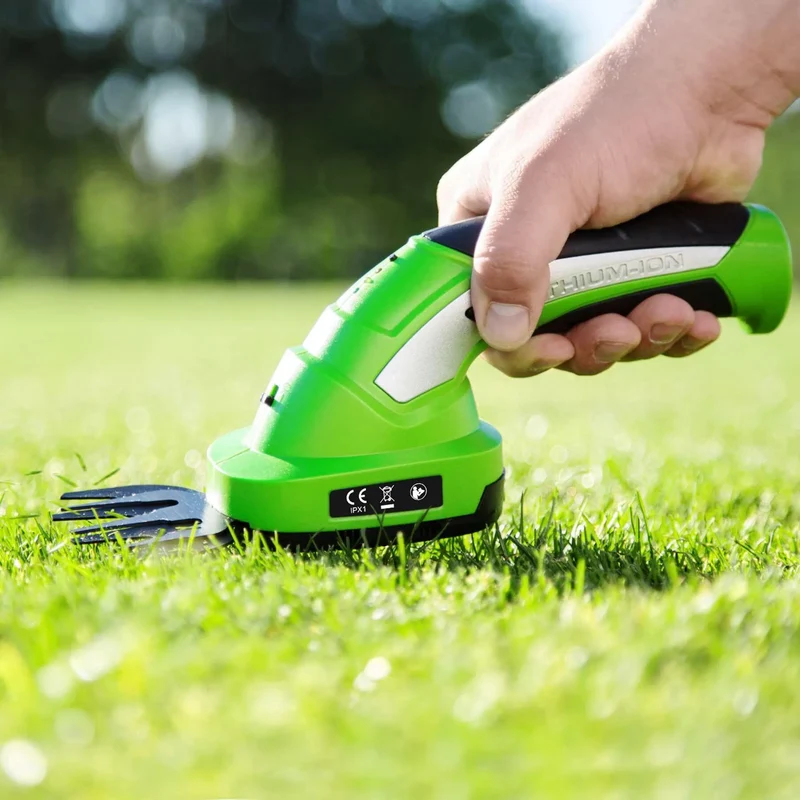 Tectake Cordless Hedge Trimmer & Grass Shears 7.2V, Green