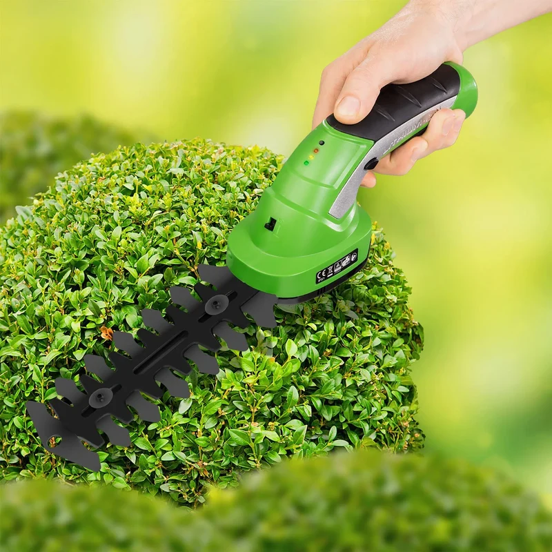 Tectake Cordless Hedge Trimmer & Grass Shears 7.2V, Green