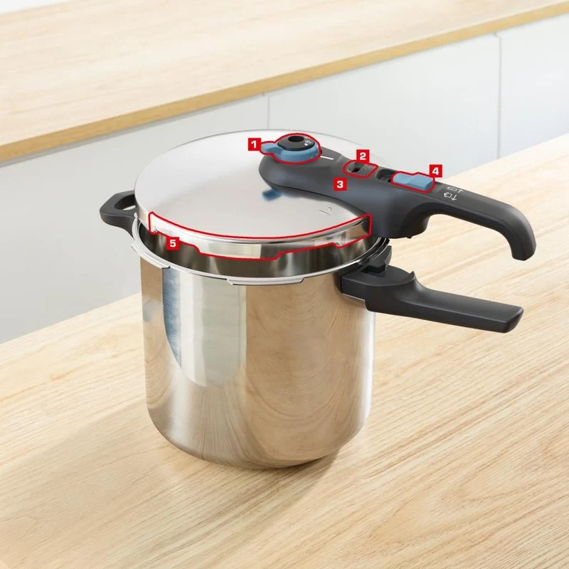 Tefal Secure Trendy P2584401 8L Pressure Cooker, Stainless Steel