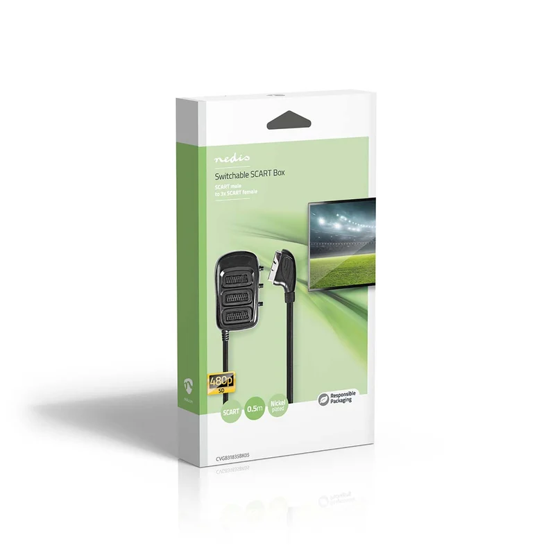 SCART-Switchbox SCART Male - 3x SCART Female - Vernikkeld