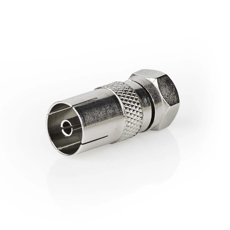 Satelliet- en Antenne-Adapter F-Male - IEC (Coax) Female - Vernikkeld
