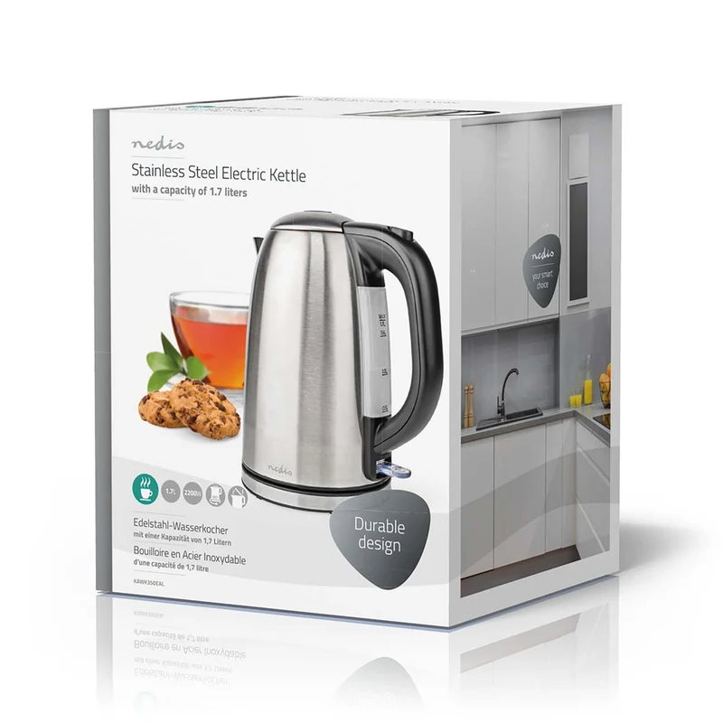 Waterkoker 1.7l - Roestvrij Staal - Zilver / Zwart