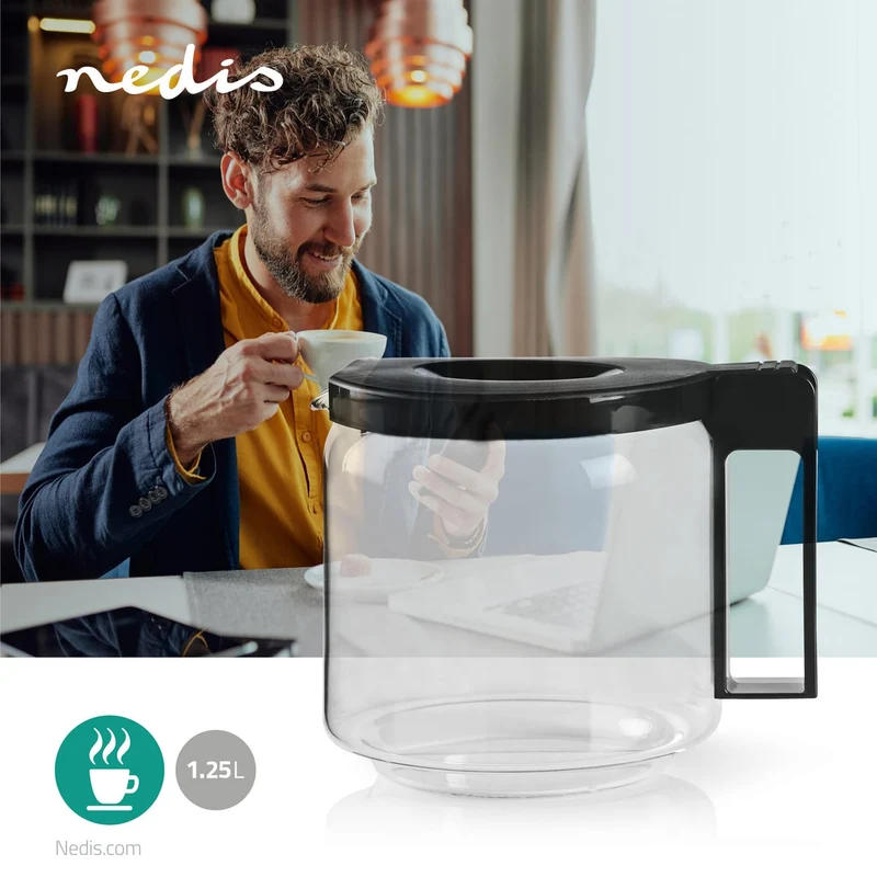 Glazen Koffiekan Geschikt voor: Moccamaster CD / GCS / KBG / Excellent 10SN - 1.25l - Zwart
