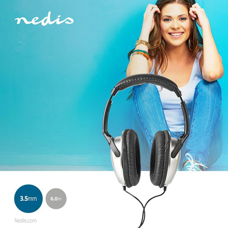 Bedrade Over-ear Koptelefoon 3,5 mm - Kabellengte: 6.00m - Volumebediening