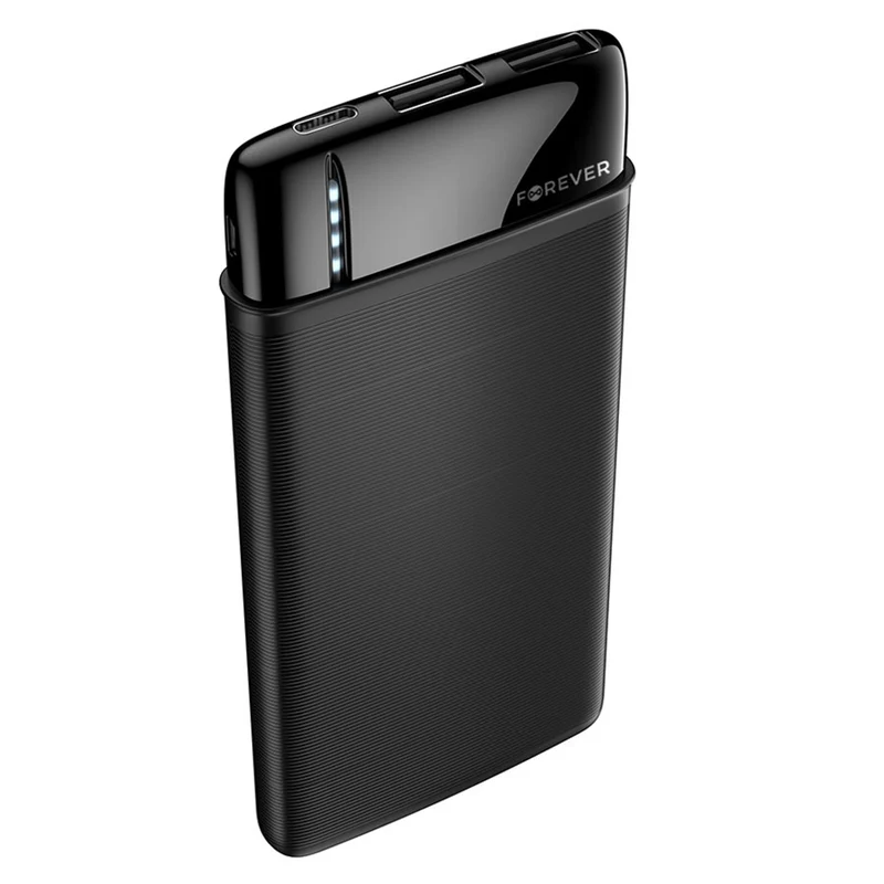 Forever TB-100M 10.000 mAh Powerbank, Sort