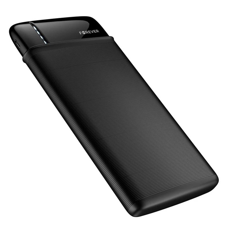 Forever TB-100M 10.000 mAh Powerbank, Sort